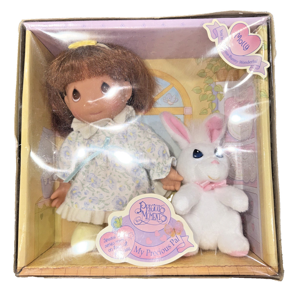 Vintage Precious Moments My Precious Pal Doll + Bunny Plush Set 1998 New In Box